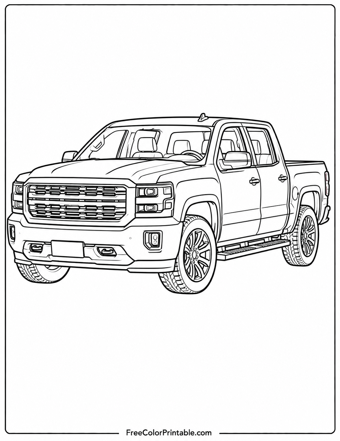 Pickup truck line art coloring page Coloring Page — Free Printable — free printable coloring page